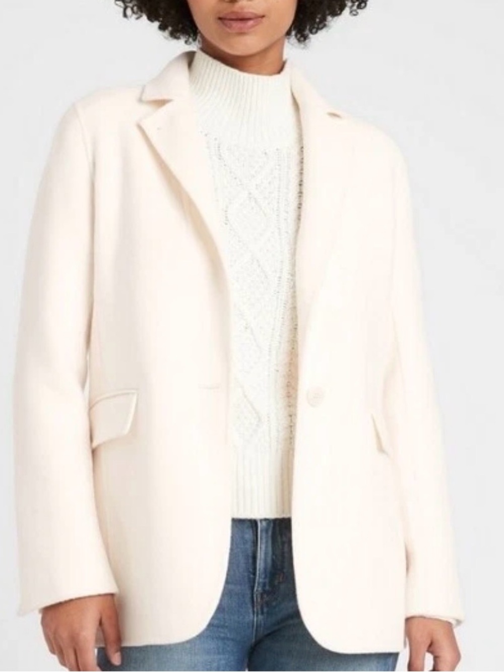 NWT Banana Republic Unlined Wool Blend Ivory Cream Blazer Jacket Women’s XXL